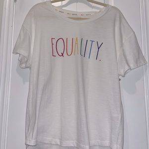 NWT Rae Dunn EQUALITY T-shirt with scrunchie